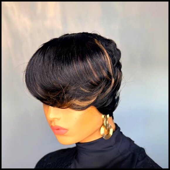 Human Hair Pixie Cut Wig Glueless Layered Lace Closure Daily Wear